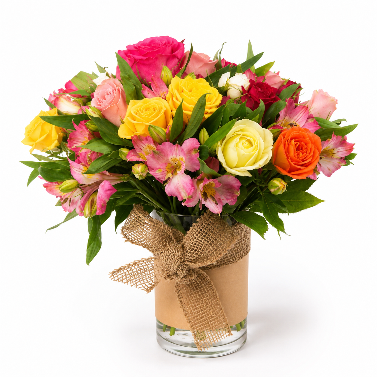 Rustic Mixed Rose Vase Bouquet