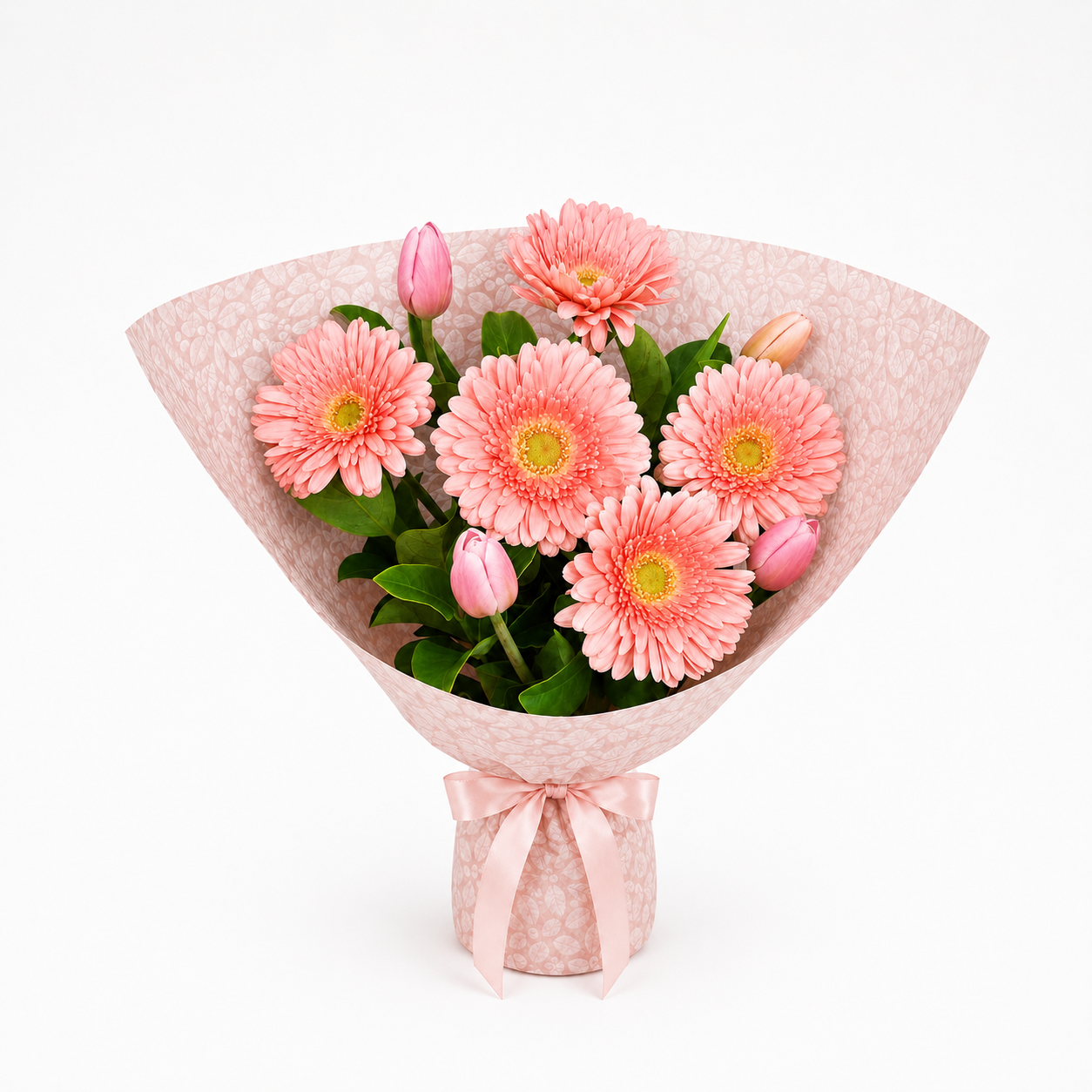 Pink Gerbera and Tulip Bouquet