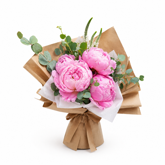 Pink Peony Kraft Wrap Bouquet