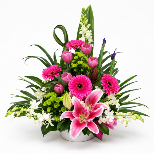 Pink Lily and Gerbera Arrangement