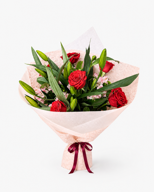 Red Rose and Lily Bouquet